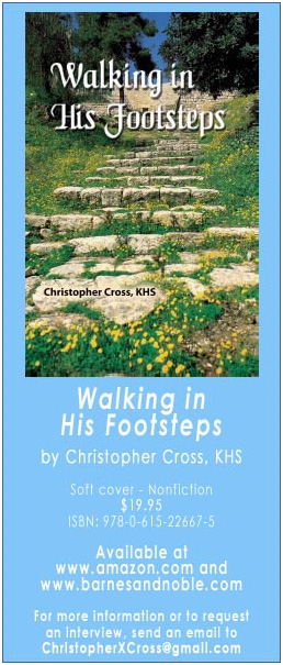 in the news catholic holyland pilgrimage trip christopher cross has written a book entitled Walking In His Footsteps